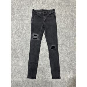 American Eagle Next Level Stretch Women's Distressed Jegging Size 4L Long Black